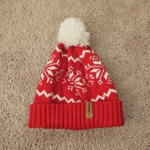 Tim Hortons Winter Toque Red White Holiday Christmas Winter Pom Pom Hat Beanie